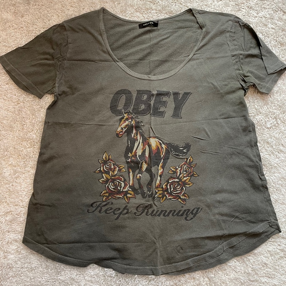 Obey scoop neck T shirt